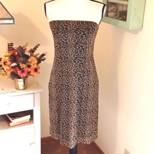 Express Animal Print Strapless Dress